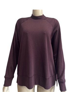 Eileen Fisher Relaxed Mock Neck Sweatshirt in Plum